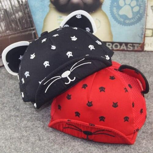 Cute Cat Baby Boy Baseball Cap Spring Summer Cartoon Cat Ear Baby Sun Hat Outdoor Soft Cotton Kids Hat Caps 6-24Month