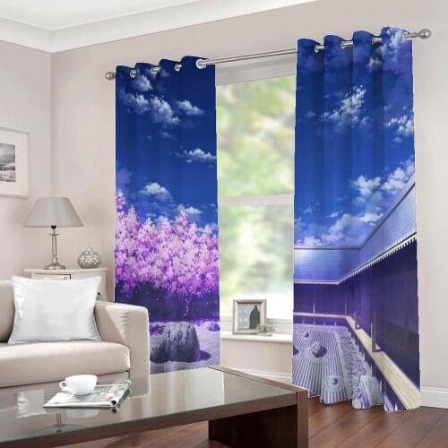 Modern curtains for living room bedroom Japanese park garden cherry blossom tree beautiful scenery Drapes Indoor Sets