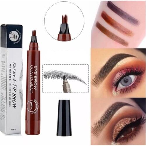 4 Head Tattoo Eyebrow Natural 3D Microblading Eye Brow Pen Waterproof Eyebrow Pencil Long Lasting Professional Fine Sketch