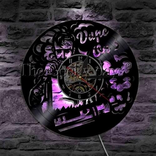 Vape Shop LED Wall Art Nightlight Vinyl Record Wall Clock LED Illuminated Vinyl Record Light Sign Decorative Lighting