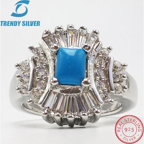 Vintage rings silver real 925 sterling jewelry for women rose gold with stone zircon solid elegant