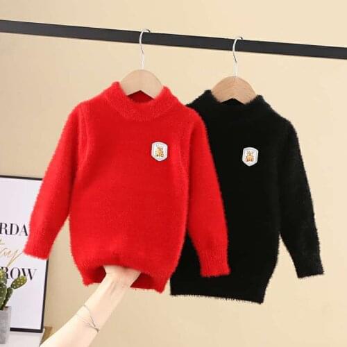 Winter Toddler Boys Girls Warm Sweaters Kids Crew Neck Mink Cashmere Pullover Spring Baby Girl Kintted Sweater Boys Clothes Tops