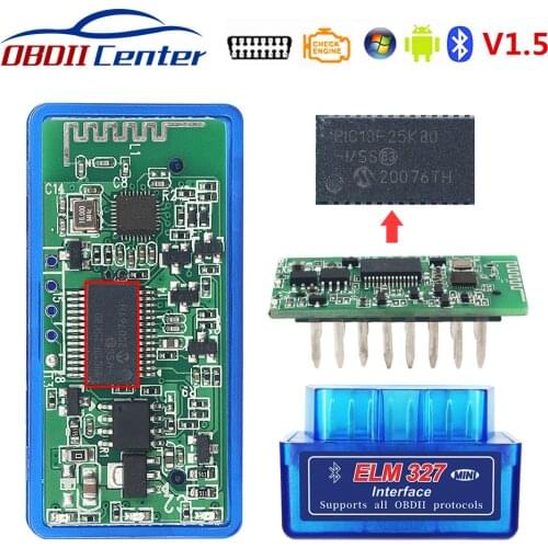 Factory Price Elm327 Pic18f25k80 Bluetooth V1.5 OBD2 Auto Scanner Elm 327 25k80 Obdii Diagnostic Tool Hardware 1.5 Andorid/PC