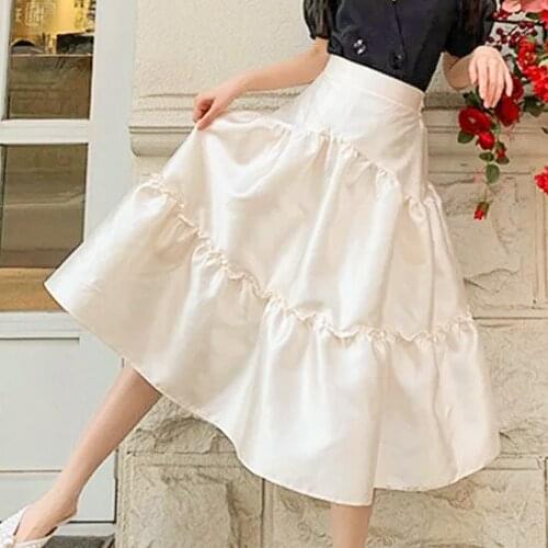 High waist skirt 2020 new tutu skirt cake skirt women pleated mini skirt A-LINE Polyester Cotton Ankle-Length Casual