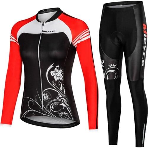 Womens Cycling Clothing Sets Pro Bicycle Jersey Sports Long Sleeve Female downhill MTB Bike Clothes Bib reflective pants