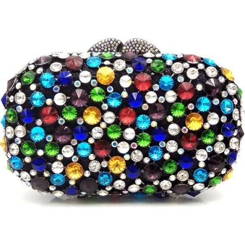 Ladies Bridal wedding party purses elegant purses women evening party fashion handbag wallet rainbow diamonds crystal clutches