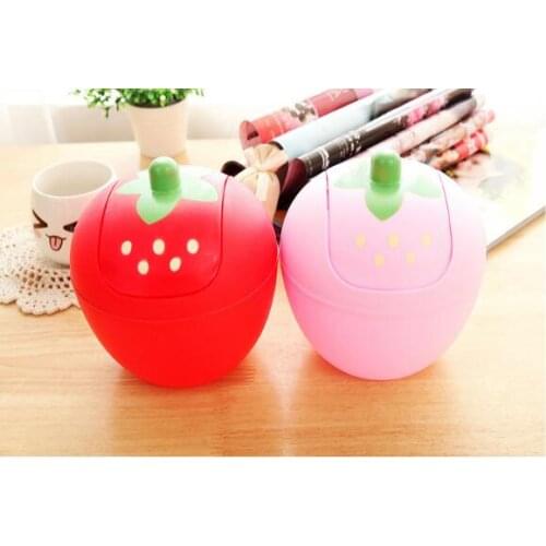 1PC Strawberry Shape Mini Storage Boxes Plastic Desktop Home Office Garbage Can Waste Bins LF 048