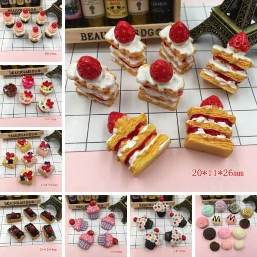 Resin Strawberry Cake, Adorable Miniature Cakes, Resin Cabochons for Phone Decoration, Crafts Making DIY