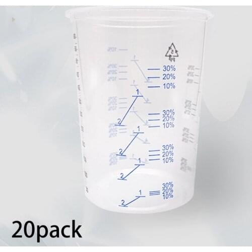 AD55 20Pcs Plastic Disposable Paint Mixing Cup Measurements Cups for Resin Epoxy Pour 600ML