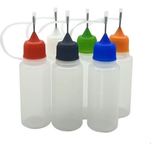 50pcs Soft Vial 15ml PE Plastic Needle Bottles With Screw Metal Drop Cap Empty Container For Liquid Jar