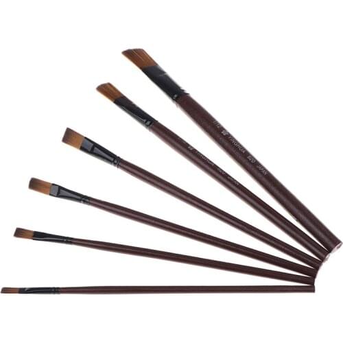 6pcs/set Nylon Oil Paint Brush Artist Paint Brush Round For Watercolor,Oil,Acrylic Brush Pen Art Supplies Painting Brush