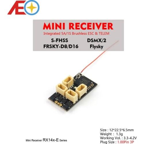 AEORC RX14X-E series Mini Micro RX 5CH Receiver Integrated 1S 5A brushless ESC With TELEM 1.00pin Connector Plug