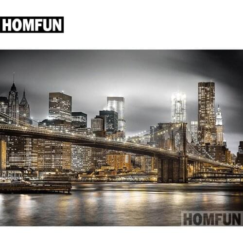 HOMFUN Full Square/Round Drill 5D DIY Diamond Painting "Bridge City" Embroidery Cross Stitch 5D Home Decor Gift A03997