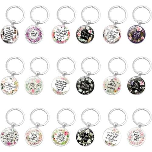 Bible Verse Keychain God Is In Her She Will Not Fall Scripture Quote Jewelry For Women Men Christian Faith Gifts