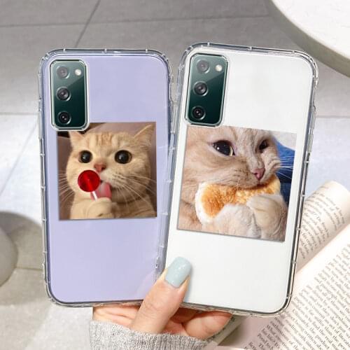Cute Cat Case For Samsung A32 A51 A71 A72 A52 A12 A21S A31 A50S A30S Funda Samsung S21 Ultra S20 FE M31 M21S M51 Clear TPU Cover