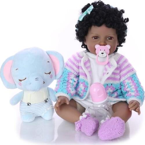 Black baby dolls pop green African 22inch reborn silicone vinyl 55cm newborn poupee boneca baby soft toy girl kid todder