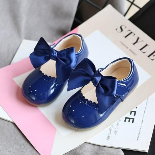 Children girls leather shoes baby girl cute bow single shoes spring/autumn kids princess shoes casual outdoor shoes fashion
