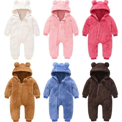 Autumn Winter Jumpsuit for Kids Romper Fleece Baby Girl Boy Clothes Toddler Rompers Playsuits Hooded Overalls Baby Onesie