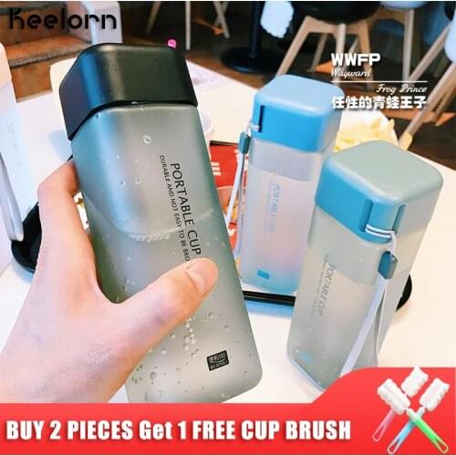Keelorn 600ml Water Bottle Square Portable Resistant Plastic Personality Scrub Leakproof Cover Creative Brief Water Bottles