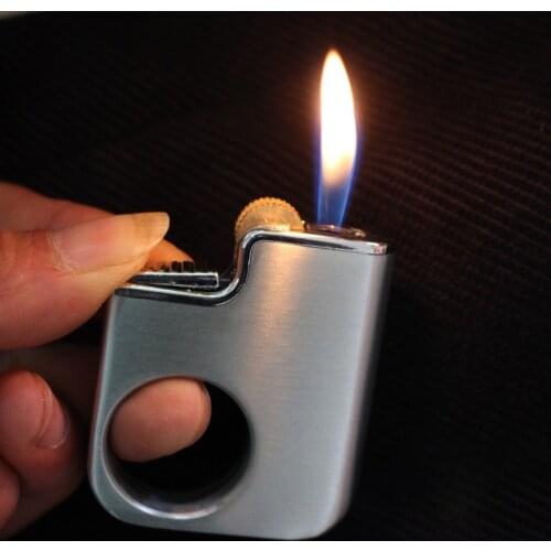 Mini Creative Ring Shaped Lighter Butane Refillable Metal Lighter Finger Ring Grinding Wheel Smoking Accessory Gift