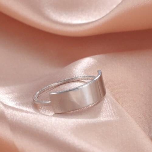 COOLTIME Silver Color Geometric Ring Stainless Steel Minimalist Ring for Women Jewelry Engagement Wedding Birthday Gifts