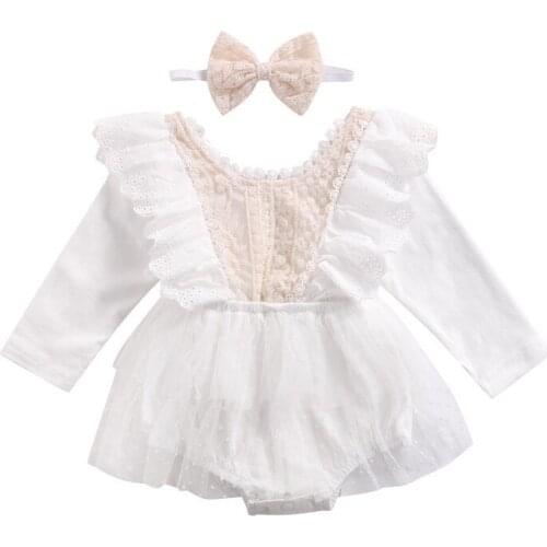 Autumn Lovely Princess Infant Baby Girls Lace Embroidery Romper Dress Baby Long Sleeve White Jumpsuits Casual Outfits