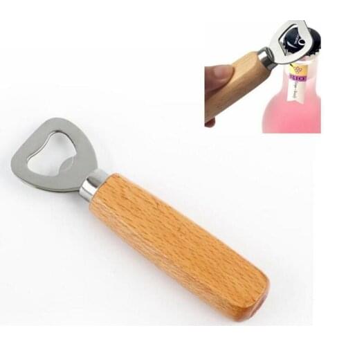 Kitchen Bottle Opener Tools Wooden Handle Beer Openers Bar Tools Soda Beer Bottle Cap Opener Wine Bottle Opener Tool