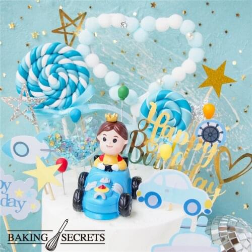 Little Prince Cake Decoration Candy Happy Birthday Cake Topper Blue Boy Baby Shower Party Decor Prince Fox Cupcake Toppers