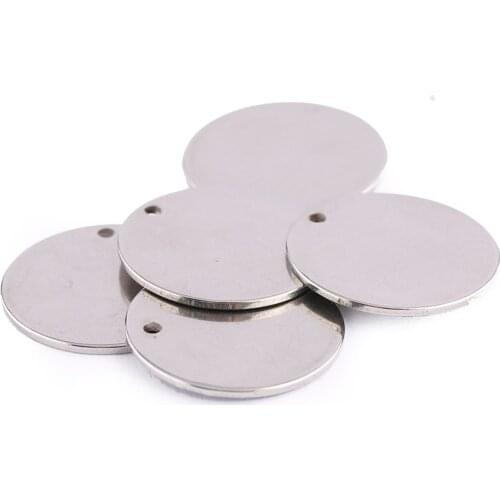 Onwear 10pcs 20mm round stainless steel metal stamping blanks diy circle dog tag charm connector for jewelry making