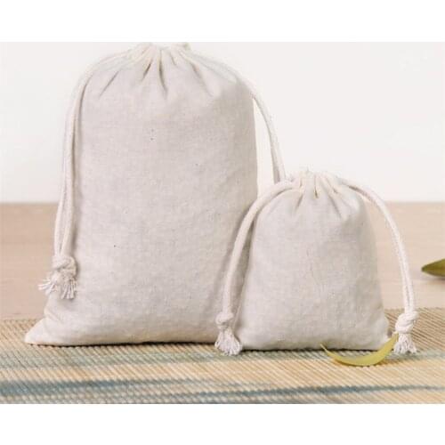 10 Pcs/Lot 130g Muslin Cotton Drawstring Bags Kitchen Storage Organize Pouch Christmas Gift Wedding Candy Package Dustbag