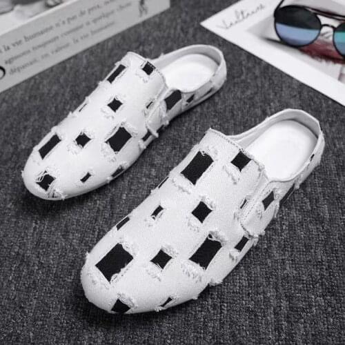 Mens driving shoes, mens mules, summer half-drag canvas, mens slippers, penny loafers, mens moccasin shoes