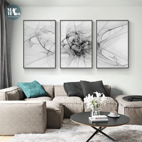 Black White art wall art Canvas Painting posters Prints Abstract line Picture for Living Room Morden Home Nordic Decor No Frame