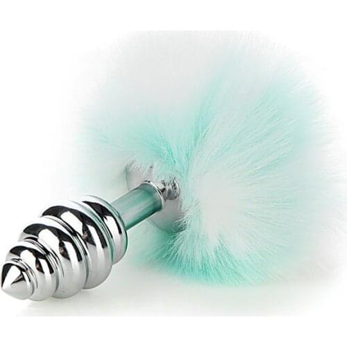 Sky Blue White Rabbit Ball Removable Rabbit Tail Anal Stuffing Item Cat Tail Anal Stuffing Furry Tail Sex Chair Sex Chair