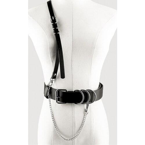Fashion Trend Women Gothic PU Leather Harness Belts Body Bondage Waist Straps Punk Rock Stylish Accessories Lady Party Belt Gift
