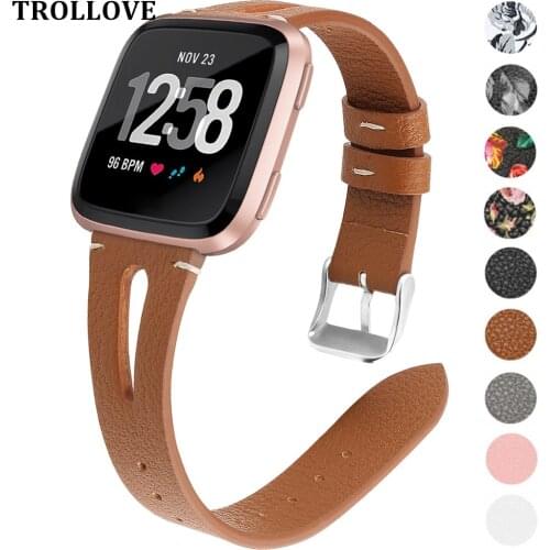 For Fitbit Versa Band Leather Flower Pattern Replacement Wristband Bands Watchband Strap Accessories Smart Watch Band Bracelet