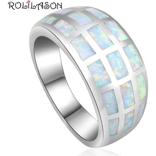Luxury Jewelry brand silver plated Stamped White Opal wedding Rings Opal jewelry for Women USA SZ #6#7#8#9#10 OR738