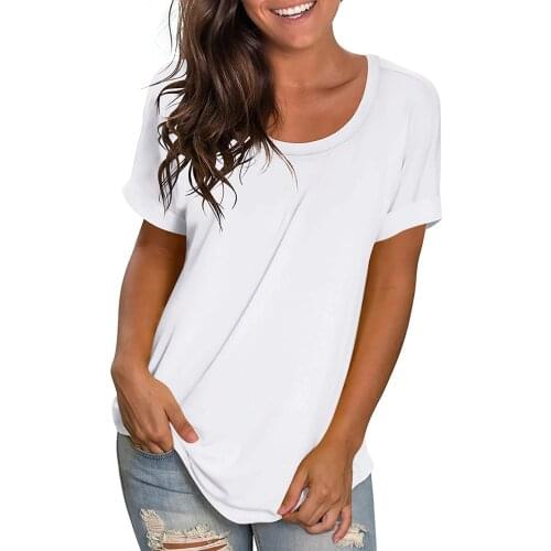White Shirts For Ladies 2021 Summer Fashion Tunic Womens Casual Round Neck Gradient Loose Short Sleeve Shirt Blouse Tops
