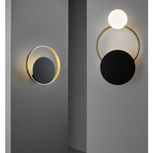 Modern LED Iron Art Glass Button Ring Wall Lights Retro Loft Decoration Wall Lamp Cafe Restaurant Balcony Bedroom Light Fixtures