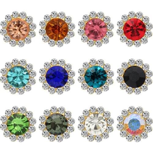 Sunflower Shape Crystal AB Sew on Crystal Rhinestone Mix Color Sewing Rhinestones Crystal Stones for Clothing Bags Shoes 20pcs