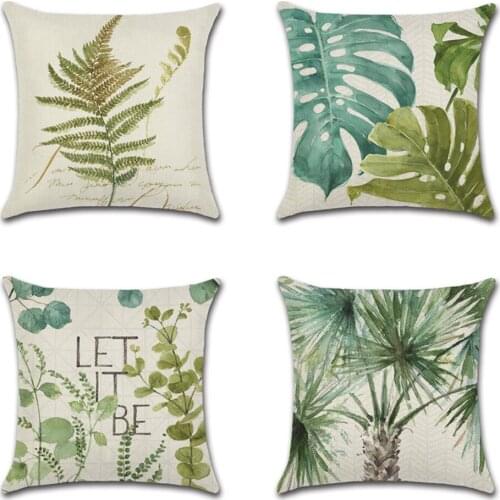 Tropical banana Leaves Cushion Cover Palm Leaf Pillow Cases Linen tropical rainforest plant Car Decorative Pillowcase Sofa Home