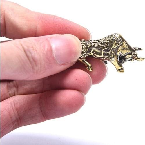 Desk Decoration Bull Ornament Made Of Pure Copper Bull Ornament Sculpture Copper Miniatures Figurines Handmade Lines Accessories