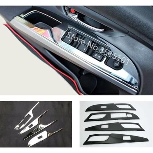 Car Door Inner Window Glass Panel Armrest Lift Switch Button Trim Frame 4pcs For Suzuki S-Cross Scross SX4 2017 2018 2019 2020