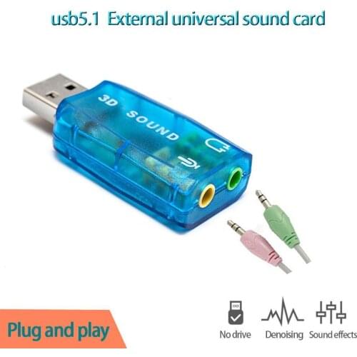 High Quality Adapter Audio Adapter 3D Sound Card 5.1 headphone Jack 3.5mm Headset Stereo To Adapter USB mic M0L4