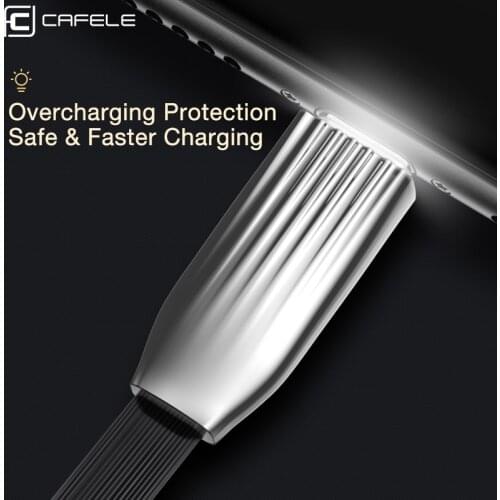 Cafele USB Type-C Cable for Xiaomi 8 Huawei P20 Samsung Galaxy S9 Charging Cable USB C Zinc Alloy Connector Type C 120cm