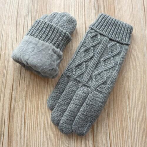 Women Gloves Fashion Female Wool Knitted Mittens Winter Warm Driving Plus Velvet Thickening Touch Screen Gloves Free Shipping