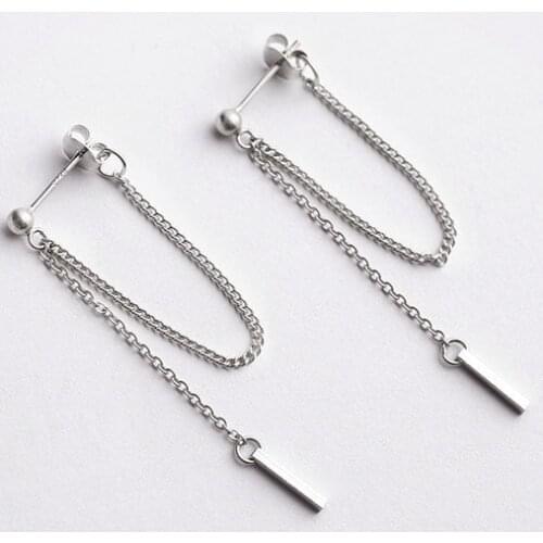 S925 Sterling Silver Earrings with simple tassels on the back minimalist jewelry drop earrings for fashion women gifts