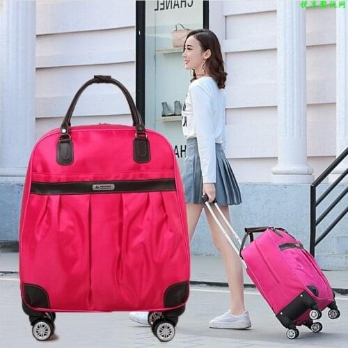 Women Travel Luggage handbag girls trolley bags Cabin Waterproof Oxford Rolling Trolley suitcase Lady on Wheels wheels Drag bag