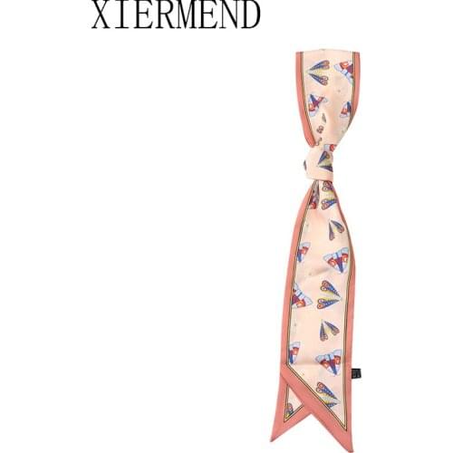 2021 New Summer 140*9 Cartoon Strip Small Butterfly Scarf Scarves Female Wrist Strap Hair Ribbon Belt For Women