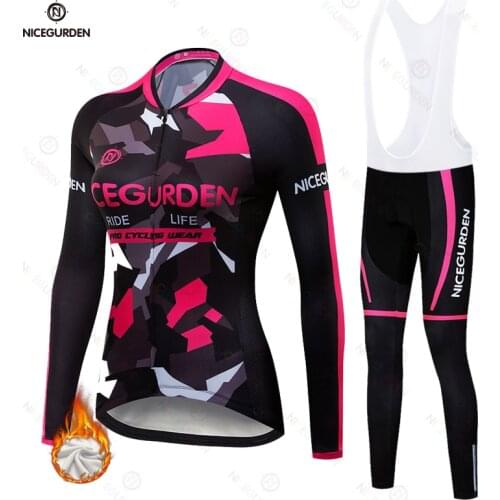 Winter Cycling Thermal Fleece Set Women Cycling Clothing Jersey Suit Woman Cyclist MTB Bike Clothes Sport Cycling Clothing Sets