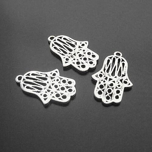 16095)10PCS 25x17MM Antique Silver Zinc Alloy Buddha Palm Hand Charms Pendants Jewelry Making Supplies Diy Findings Accessories